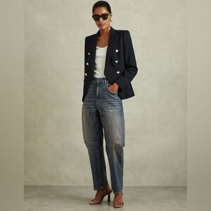 Reiss Mahni Washed Barrel Leg Jeans 24R